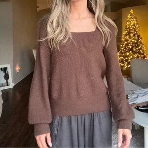 Madewell Chocolate Brown Square Neck Sweater